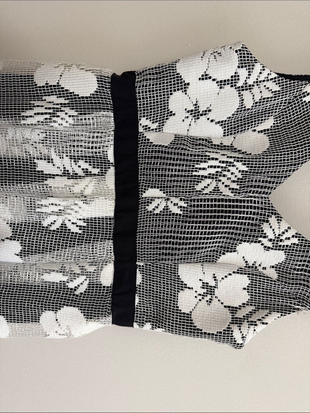Alya Black Dress with White Floral Lace Overlay - Picture 2 of 5